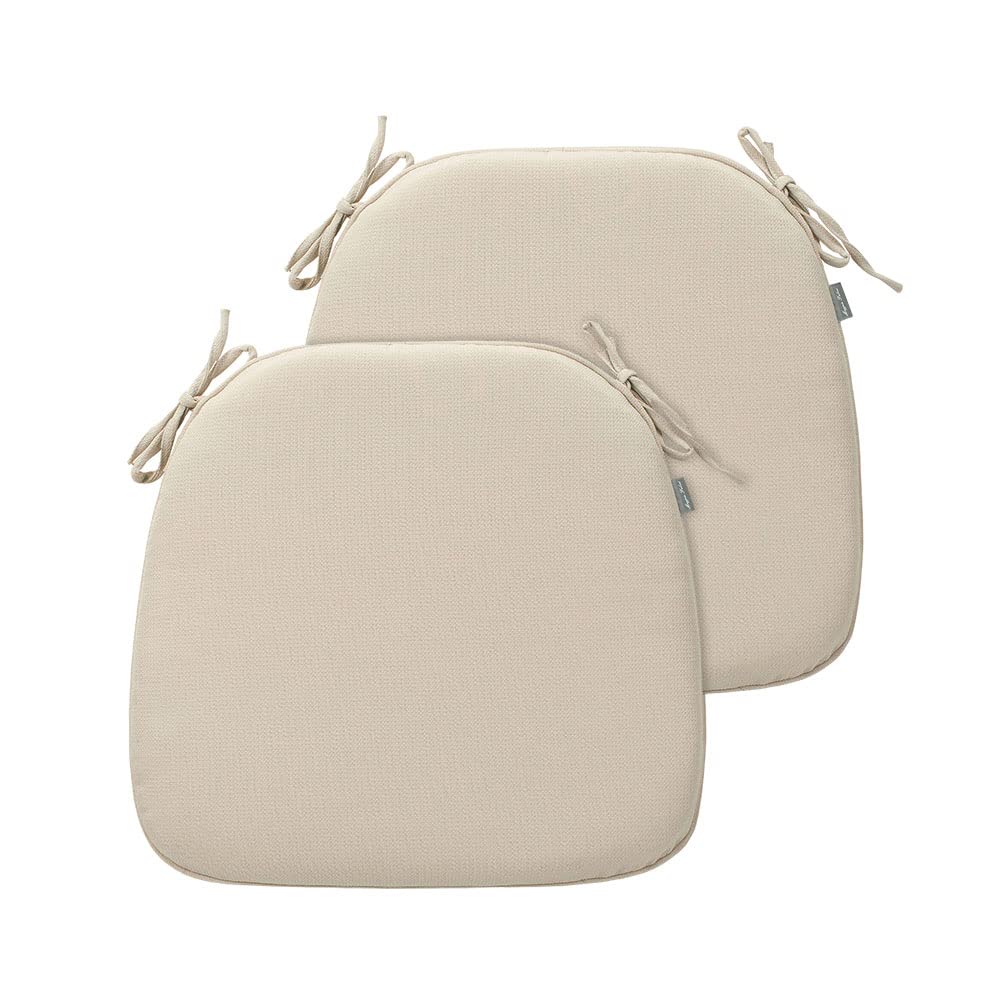 Magpie Fabrics Outdoor/Indoor 17"x16"x2" Chair Cushions with Ties Set of 2, Waterproof All Weather U-Shape Seat Pads Decoration for Patio Garden Furniture Home Office (Olefin Beige)