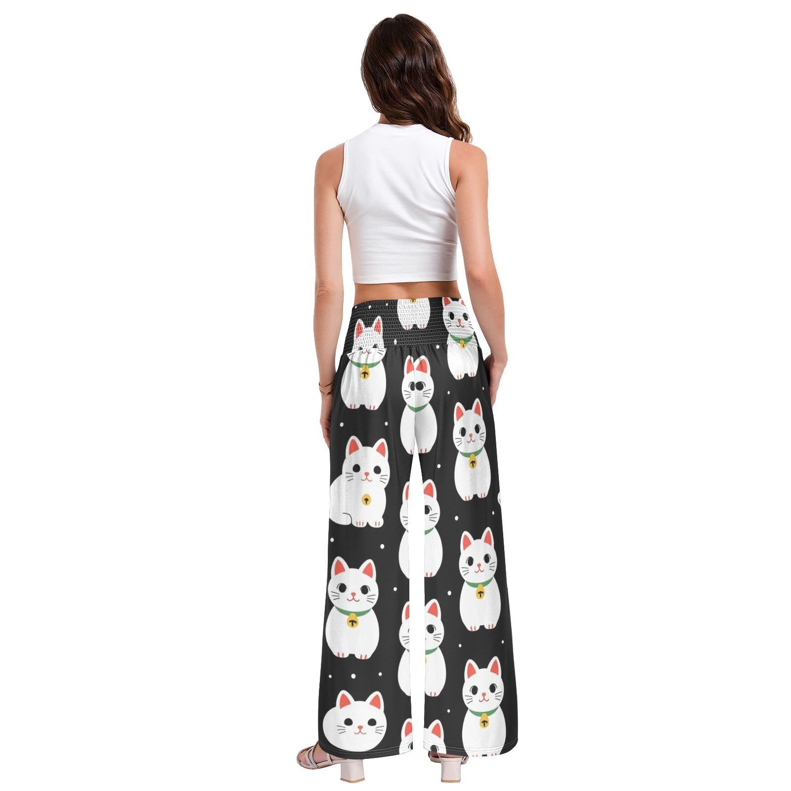 Feline Flurry - Pantalones palazzos para mujer, resistentes a las arrugas, pantalones casuales de viaje