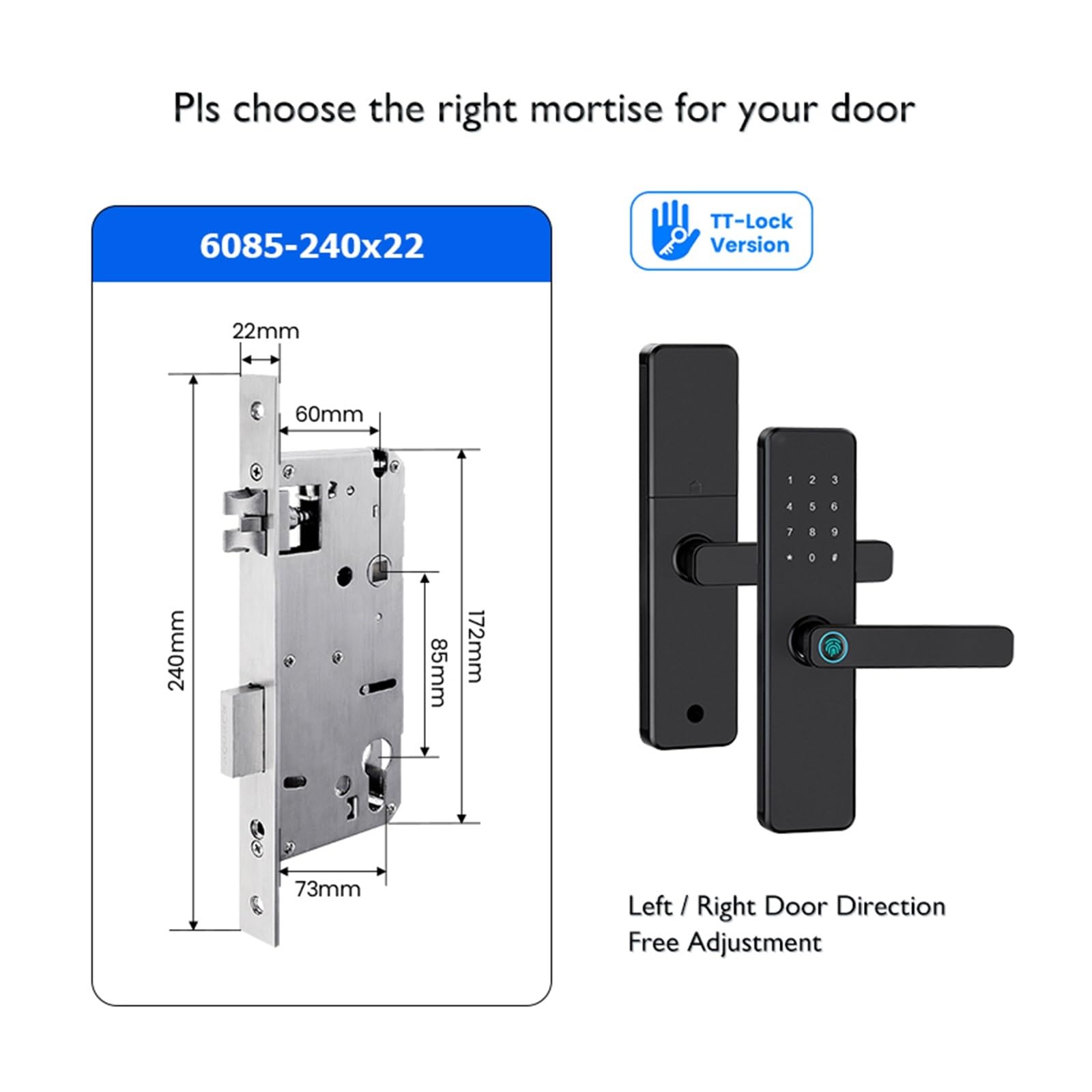Cerradura de puerta con Bluetooth TTLock, cerradura de puerta con(6085 240)