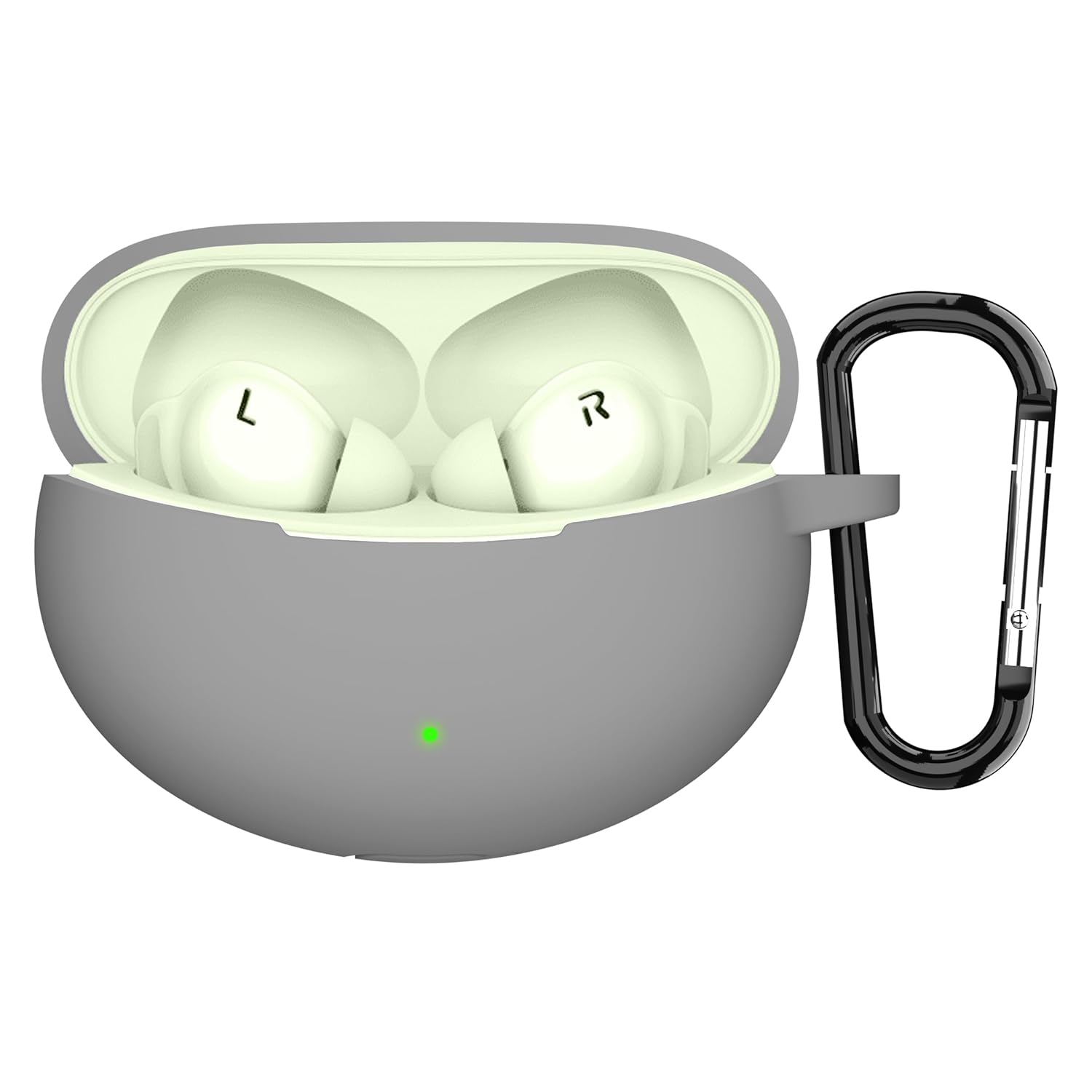 Sounce Earphone Case Cover for Oppo Enco Air3 Pro TWS Soft Silicone Skin Case Cover Shock Absorbing Protective Case with Keychain [Front LED Visible] – Grey