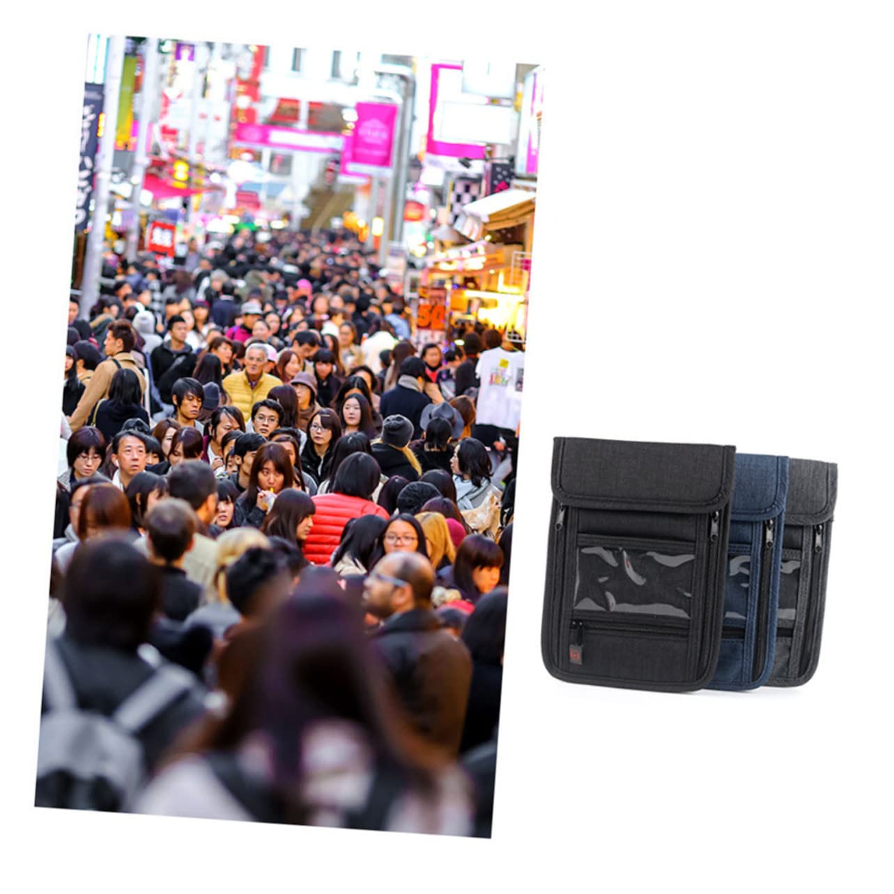 3pezzi Portafoglio Da Viaggio Con Tasca Rfid Per Passaporto e Smartphone Borsa Tracolla Unisex Nero Custodia Sicura Per Documenti e Valuables