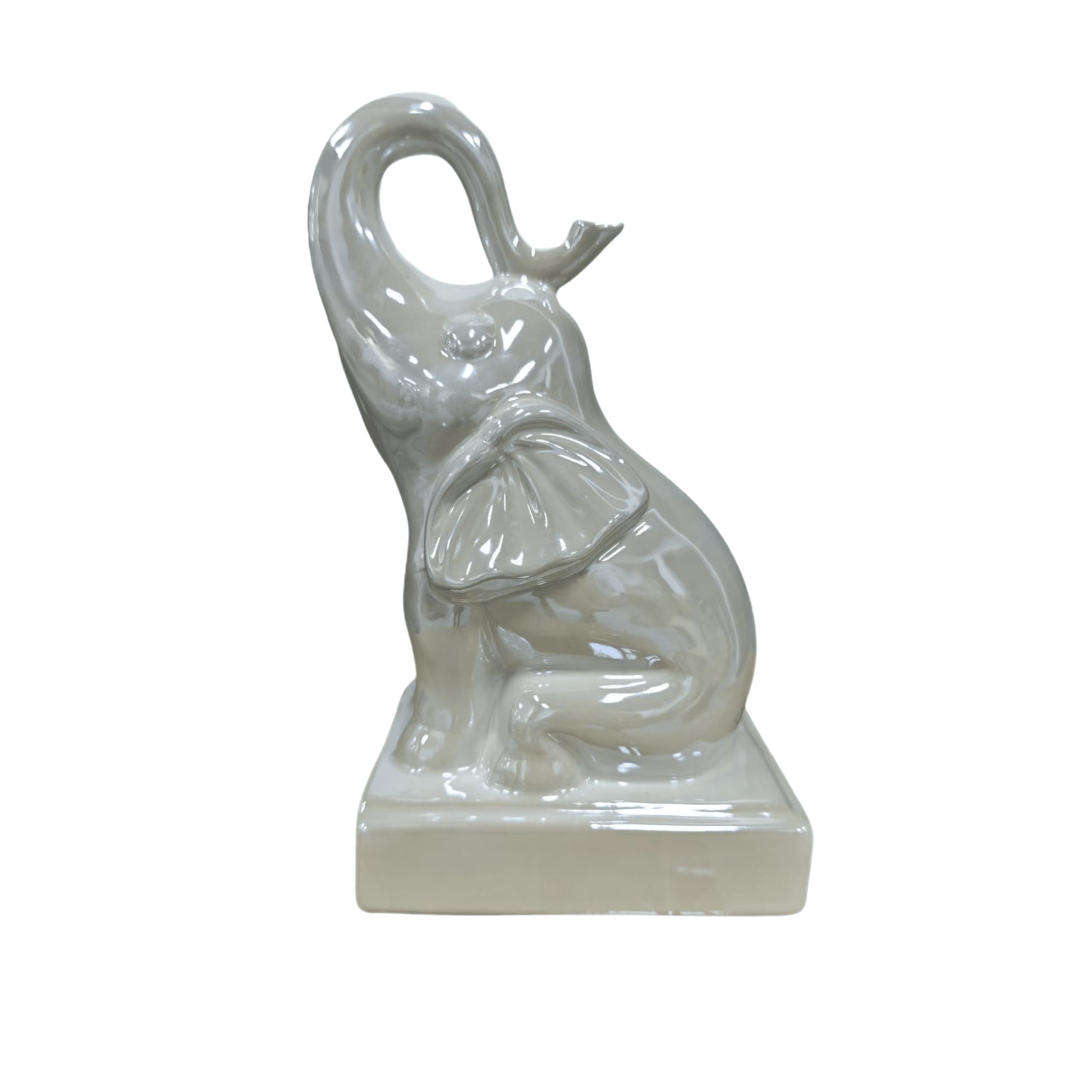 Rowen Homes Elephant Cream Pearlescent Ornament - Modern Decorative Animal Sculpture, Stylish Figurine For Shelf, Tabletop Or Living Room, Home Decor Accent - Luxury Interiors