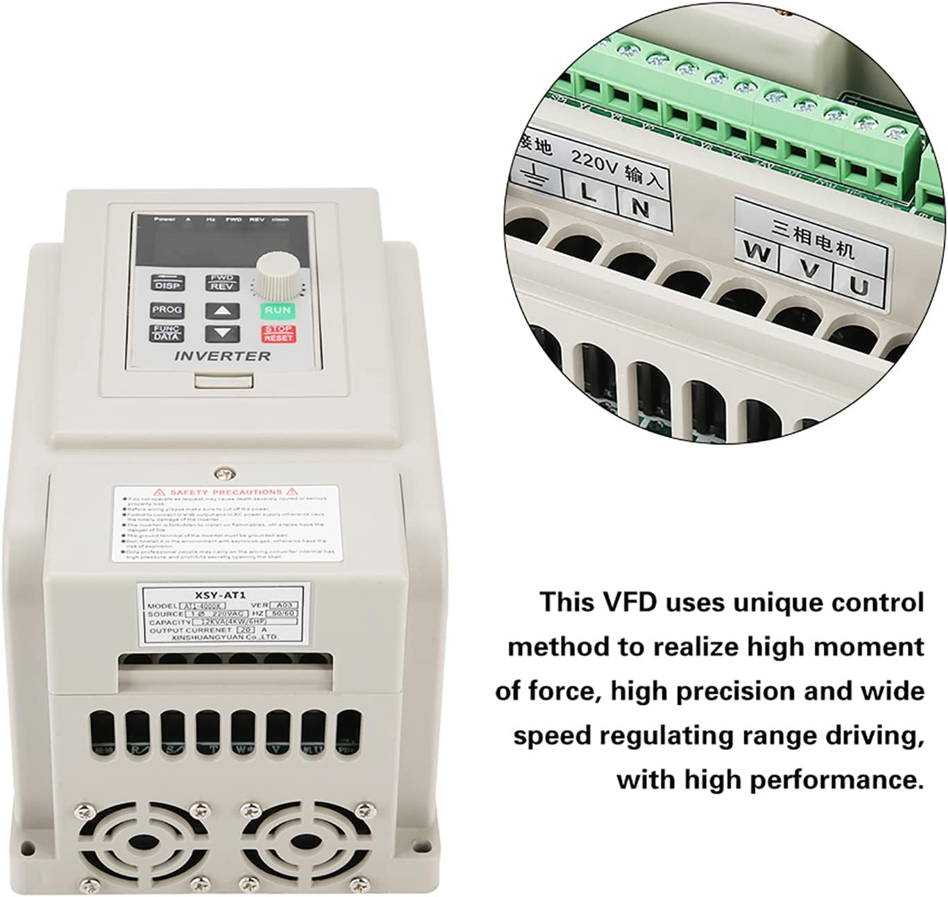 Cuifati AT1-4000X VFD with wiring terminals.