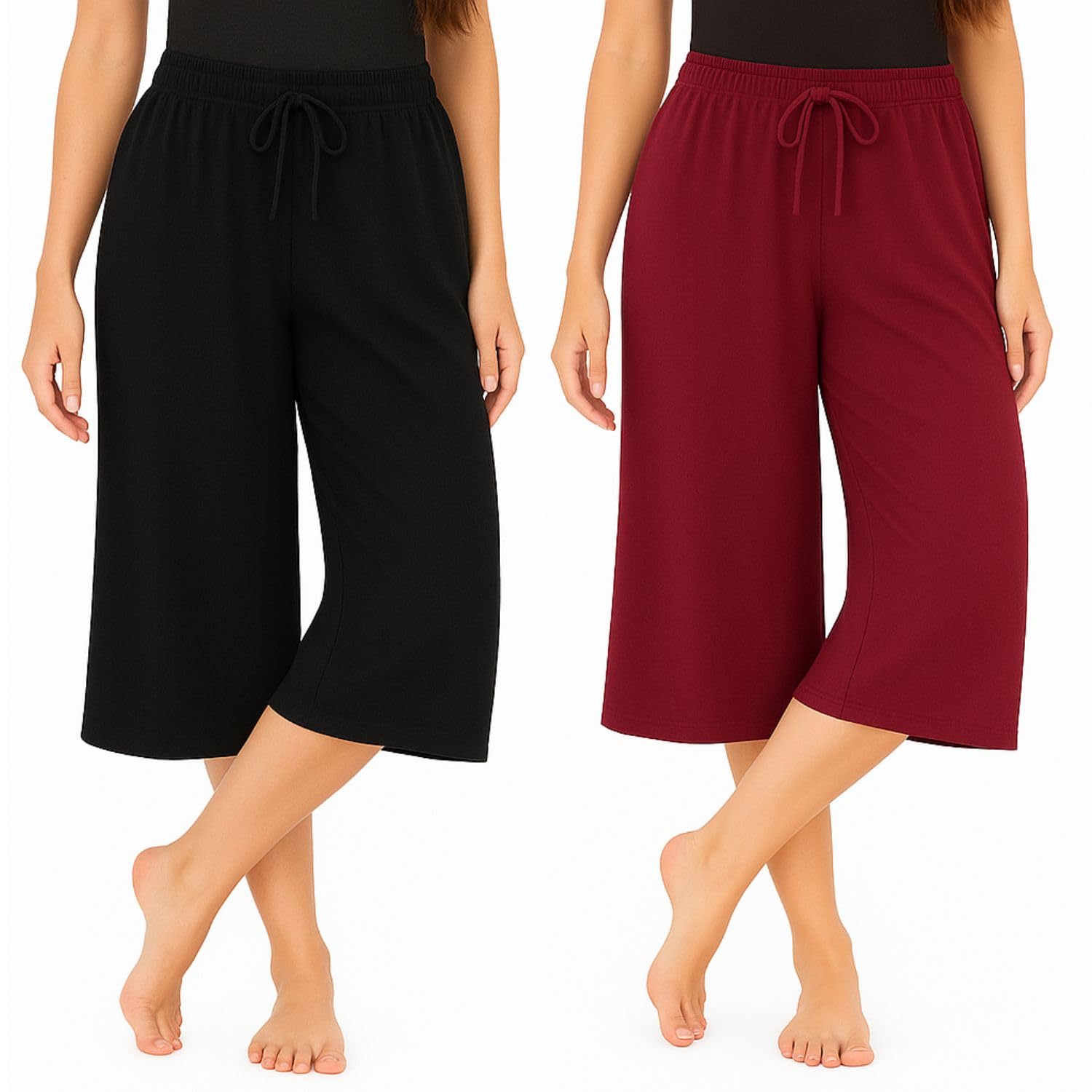 Womens Wide Leg Capris, 3/4th Capri With Loosefit-picture-58