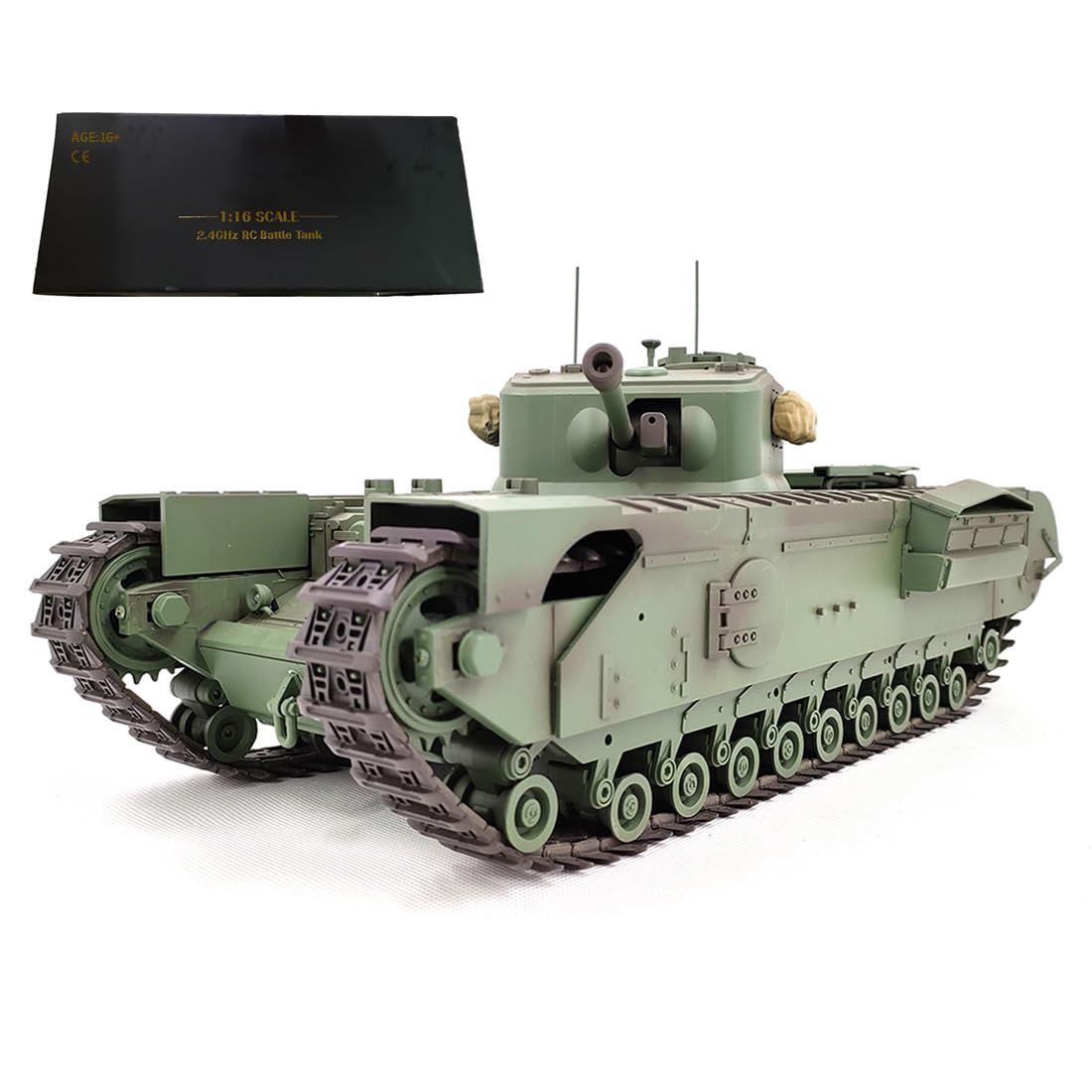 Model czołgu Churchill RC w skali 1/16, model czołgu głównego 2,4 G ze światłami, dźwiękami i strzelaniem kulkami i bitwą na podczerwień, model pojazdu wojskowego dla dorosłych (wersja