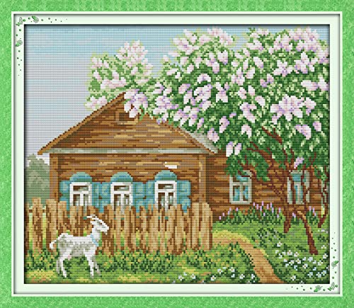 Kit de broderie au point de croix agneau de ferme 40x50cm pour débutant