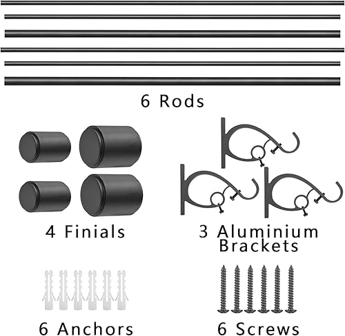 Miniatura 4 de Kemmie Barra de cortina de tratamiento de ventana de 1 pulgada con remates de tapa cilíndrica, barra de cortina doble longitud ajustable 72-144