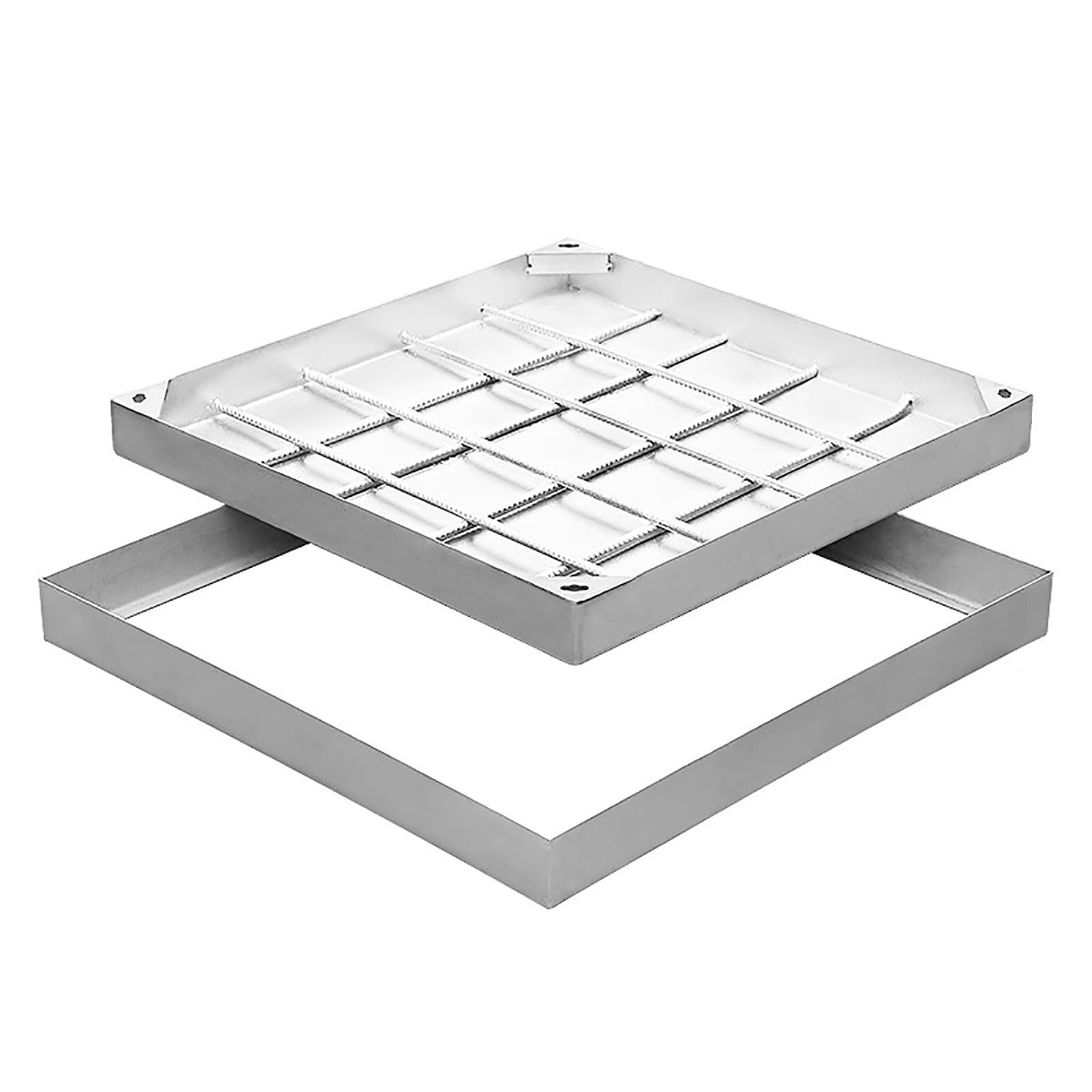 Couvercle de regard invisible en inox 60x60 cm pour fosse septique et jardin