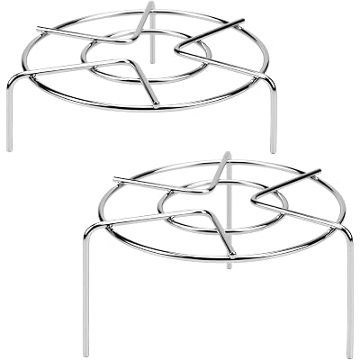 HULISEN Steam Rack, 2-4/5" and 2" Tall Trivet for Instant Pot 3 Qt and 6 Qt, Heavy Duty 18/8 Stainless Steel Steamer Rack Fit Pressure Cooker (6.3" Round - 2Pcs)