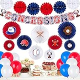 durony 55 Pieces Baseball Party Decorations Baseball Theme Banner and Baseball Cutouts Paper Fans Baseball Balloons for Birthday Party Decorations Baseball Themed Party Supplies