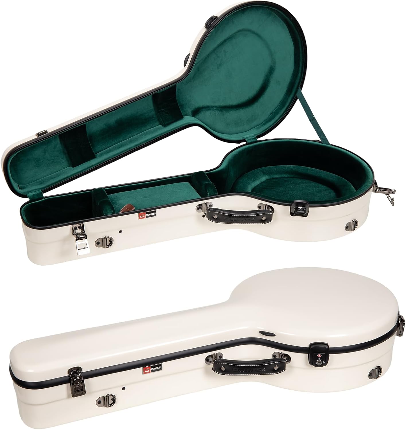 Crossrock Fiberglass Case for 4-String Tenor Banjo | Milky White Gloss Finish | TSA Lock, Backpack Straps, Hygrometer, Internal Storage – Resonator Style（CRF2023TBJMW）