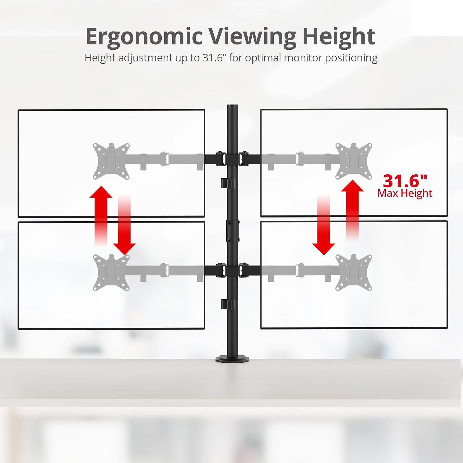 SIIG Articulating Adjustable Quad 4-Monitor Desk Mount - Fits 13" to 27" Monitors - (CE-MT0S12-S1)