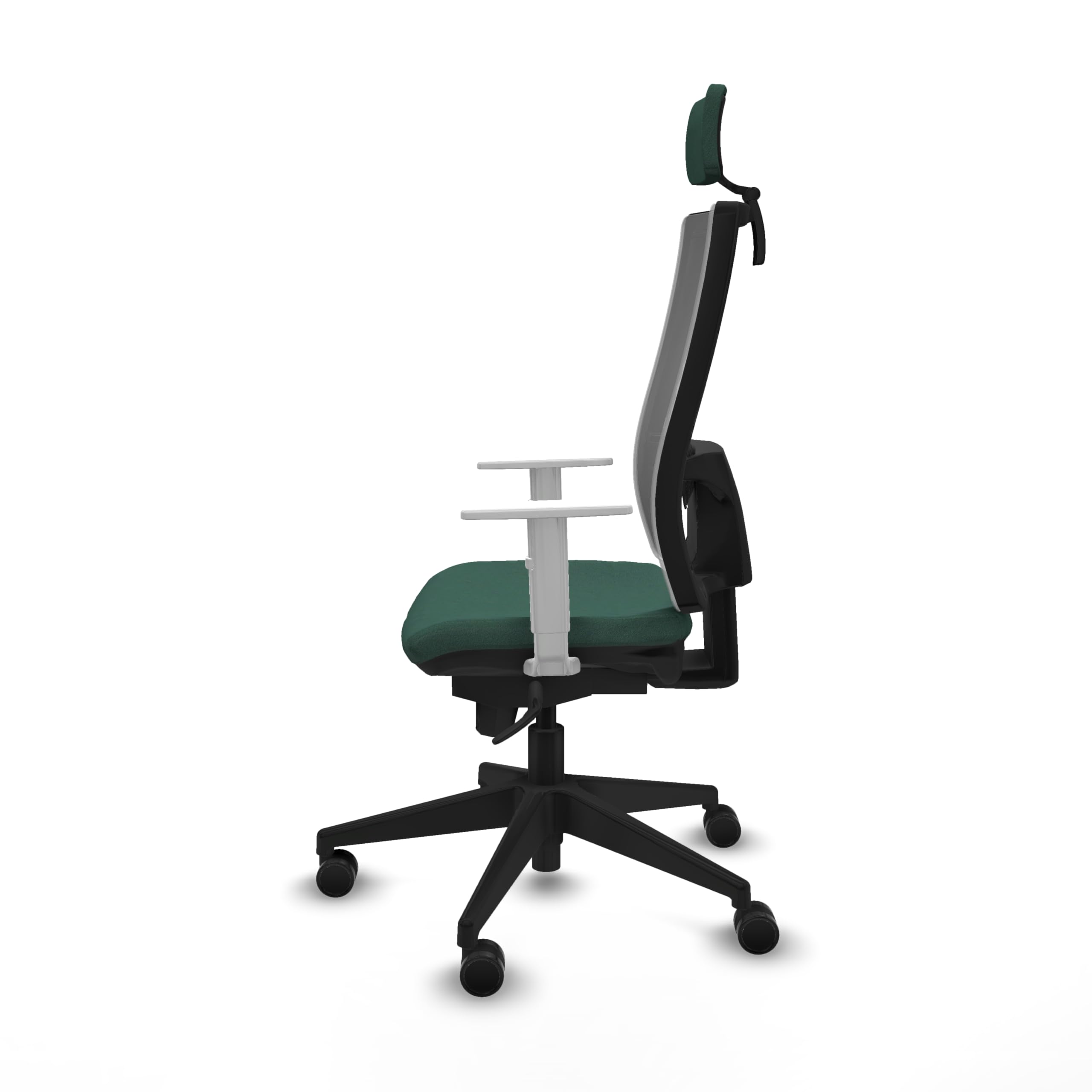 Piqueras y Crespo - Apoyo Lumbar para Silla Hornas con cabecero 2D, Brazos Blancos y Mecanismo sincro de 5 Posiciones, Ideal para teletrabajar y estudiar.