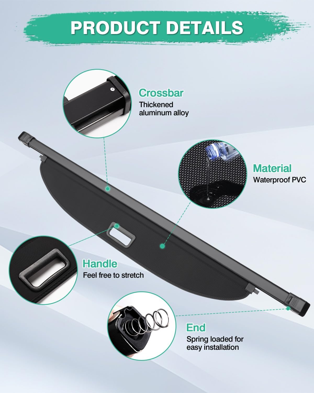 Powerty Cargo Cover for 2022-2025 2026 Genesis GV70 Retractable Trunk Cover Trunk Shielding Shade for GV70 Accessories Cargo Luggage Cover No Gap