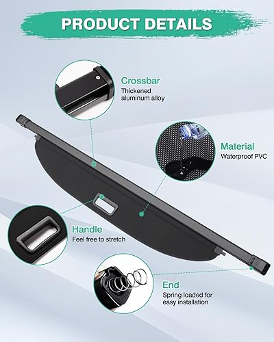 Miniatura 454 de Powerty Cubierta de Carga para Accesorios Kia Sportage 2023-2025 2026, Textura de Lona Cubierta Retráctil para Maletero Trasero de Carga de Equipaje