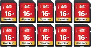 Gigastone SD Card 16GB 10-Pack UHS-I U1 Class 10 SDHC Memory Card High-Speed Full HD Video Canon Nikon Sony Pentax Kodak Olympus Panasonic Digital Camera
