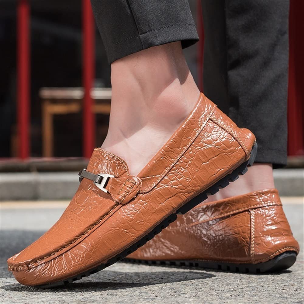 Mens Loafers Penny Loafers Faux Crocodile Print Leather Slip