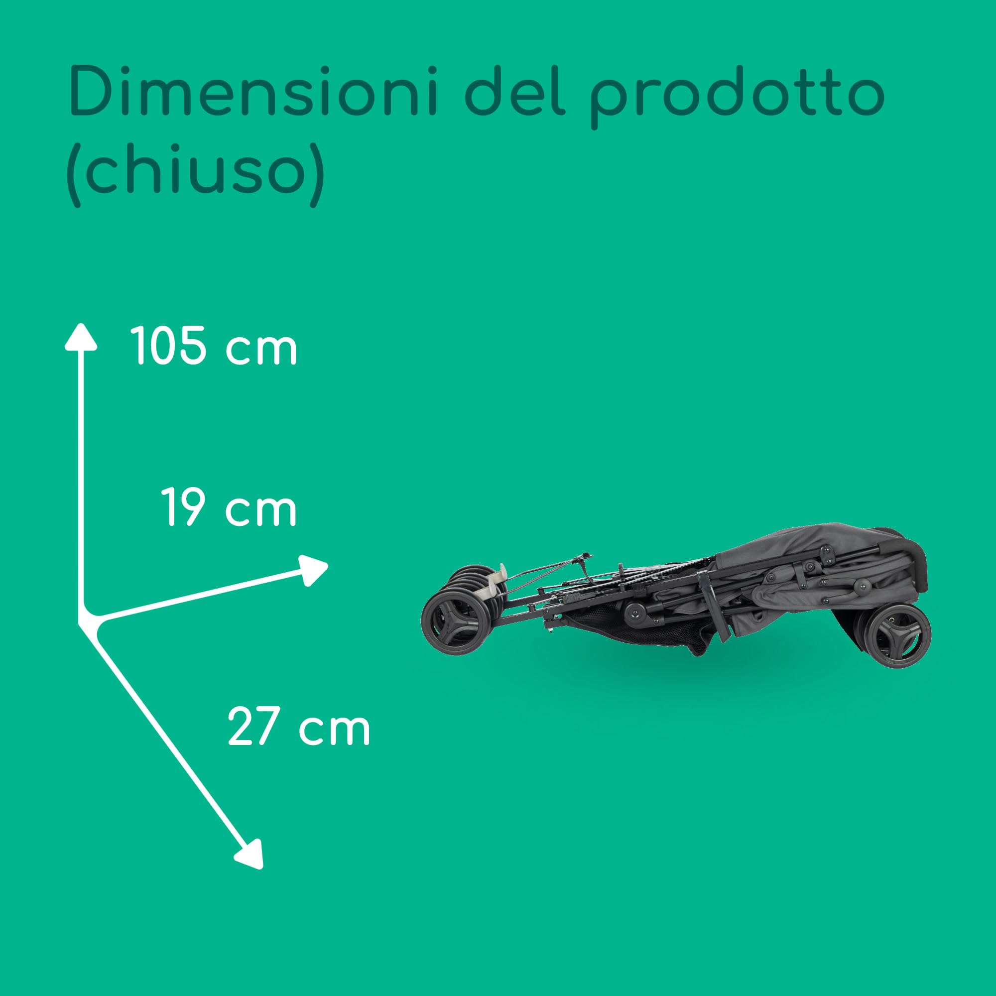 Bebeconfort Rainbow Passeggino Leggero e Reclinabile, Pieghevole Chiusura ad Ombrello, Passeggino da Viaggio Maneggevole e Compatto, 6 mesi - 4 anni, Fino ai 22 kg, colore Mineral Graphite
