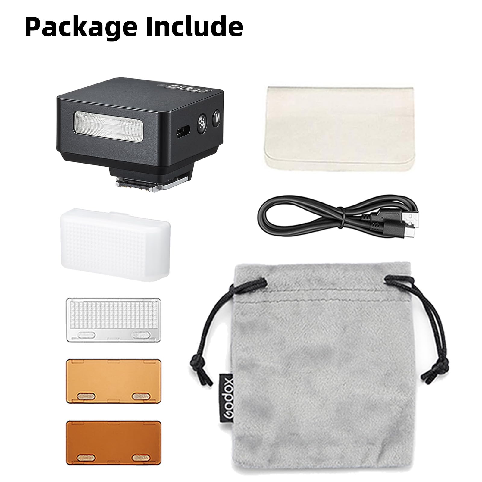 Godox iT20-C Mini flash TTL per fotocamera con diffusore per Canon, mini flash TTL con schermo intuitivo, 1,5 s, 700 flash a piena potenza con ricarica USB-C, batteria incorporata, flash tascabile