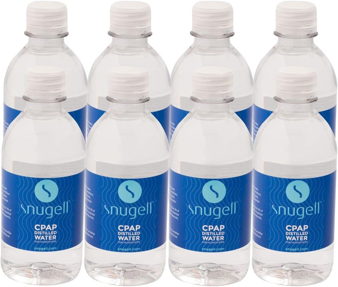 Distilled Water for CPAP Humidifiers by Snugell 8 Bottle