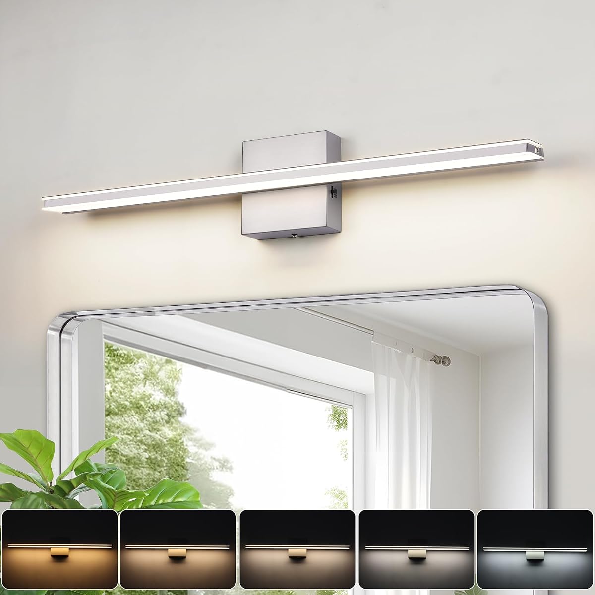 BRIVOLART LED Vanity Light Fixture 18W Dimmable 5CCT 23.6 Inch Brushed Nickel