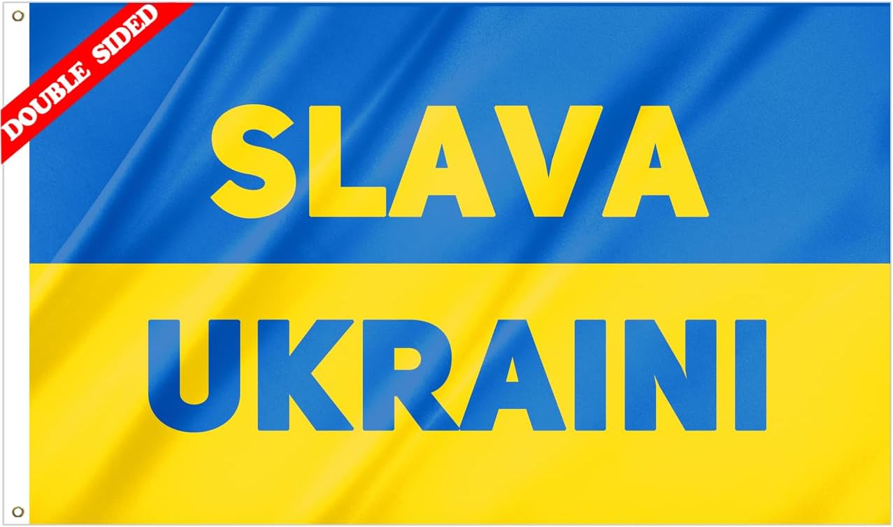 Double Sided Peace For Ukraine Flag 3x5FT Ukrainian Pigeon Dove Peace Bird Flag Vibrant Color Fade Resistant Polyester with Grommets (3x5FT 3PLY)