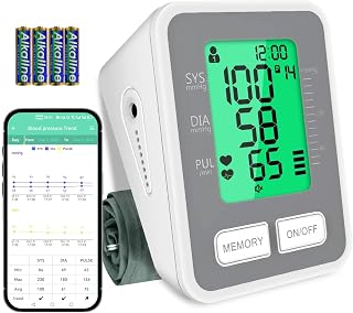 FDA-Cleared Blood Pressure Machine for Home Use,Upper Arm Blood Pressure Monitors for Adults with 8.7"–17.3" BP Large Cuff,3-Color Display,USB or Battery Powered,App Sync via Bluetooth for iOS Android - Amazon product rated Grade A