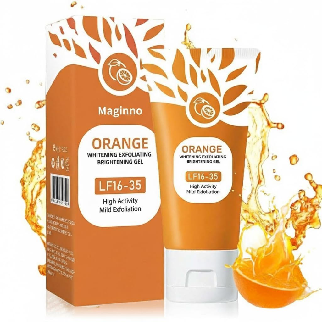 Orange Enzymes Exfoliating Gel for Face & Body | Deep Cleansing Moisturizing Facial Exfoliator | Dead Skin Remover | Brightening & Pore Cleansing Scrub for All Skin Types