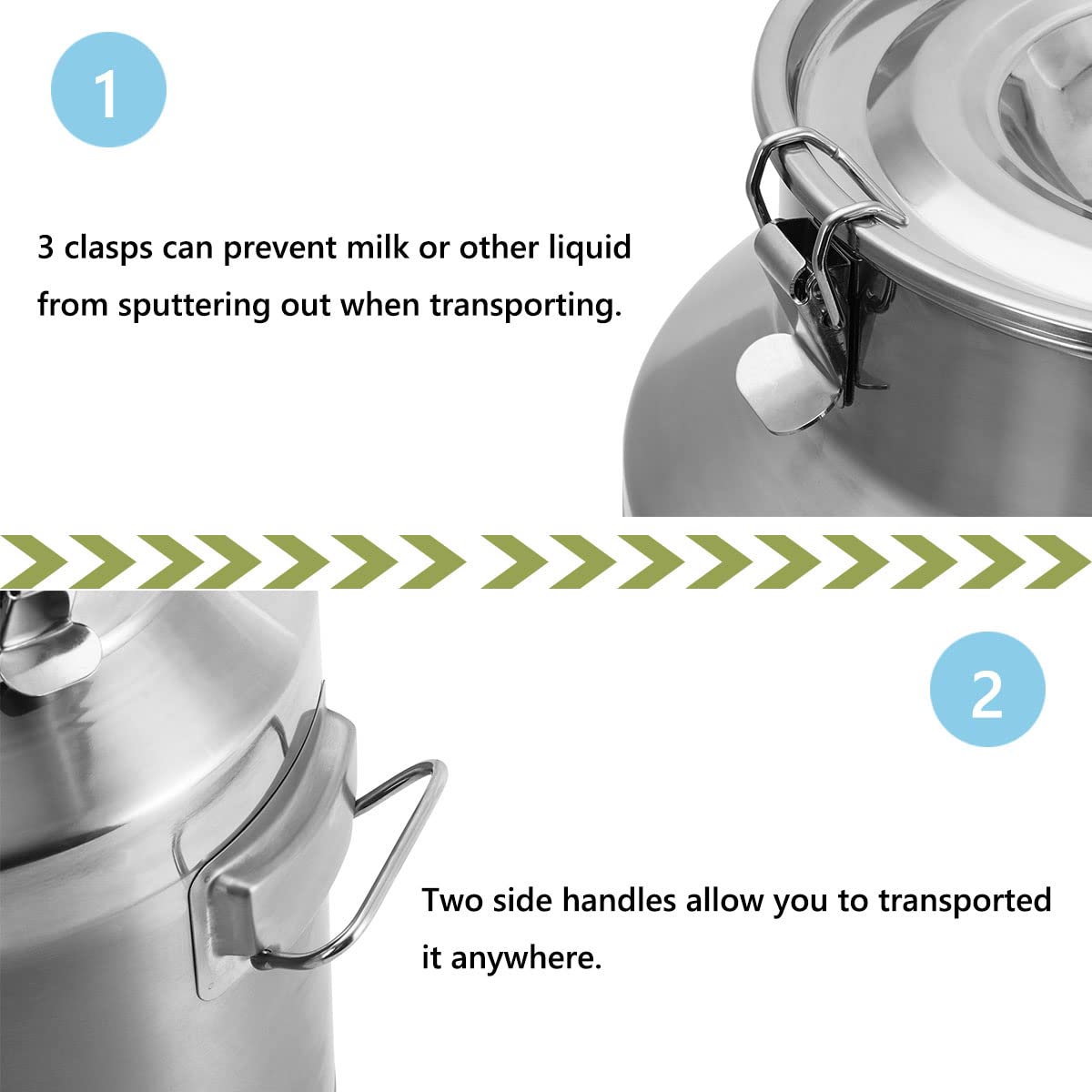 Fulgutonit Milk Can 28L/7.8 Gallon Stainless Steel 304 Heavy Duty Milk Jug Bucket Wine Pail Bucket Bottle, Large Capacity Can Tote Jug with Sealed Lid and Carry Handle