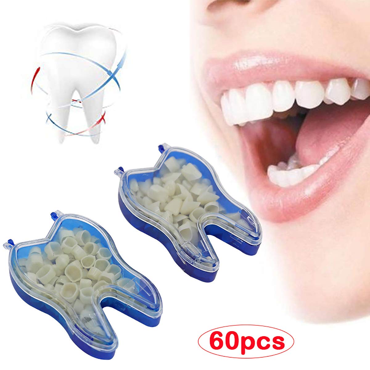 120Pcs Teeth Crown, 2Types Temporary Resistable Crown of Teeth with Different Sizes Oral Care Anterior Crown(Front Teeth) & Posterior