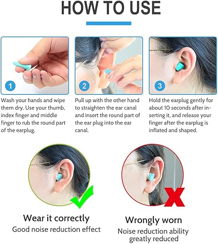 Miniatura 3 de Tapones para los oídos de espuma de tamaño delgado, 100 pares y tapones para los oídos de concierto de alta fidelidad, 2 pares
