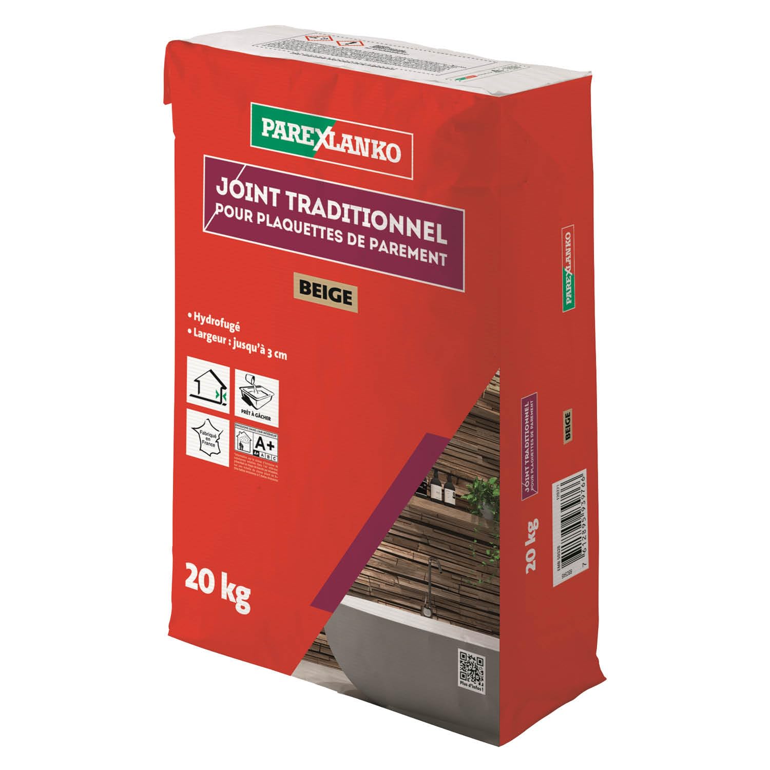 Joint large pour plaquette de parement beige PAREXLANKO acceptant des joints jusqu'a 3 cm