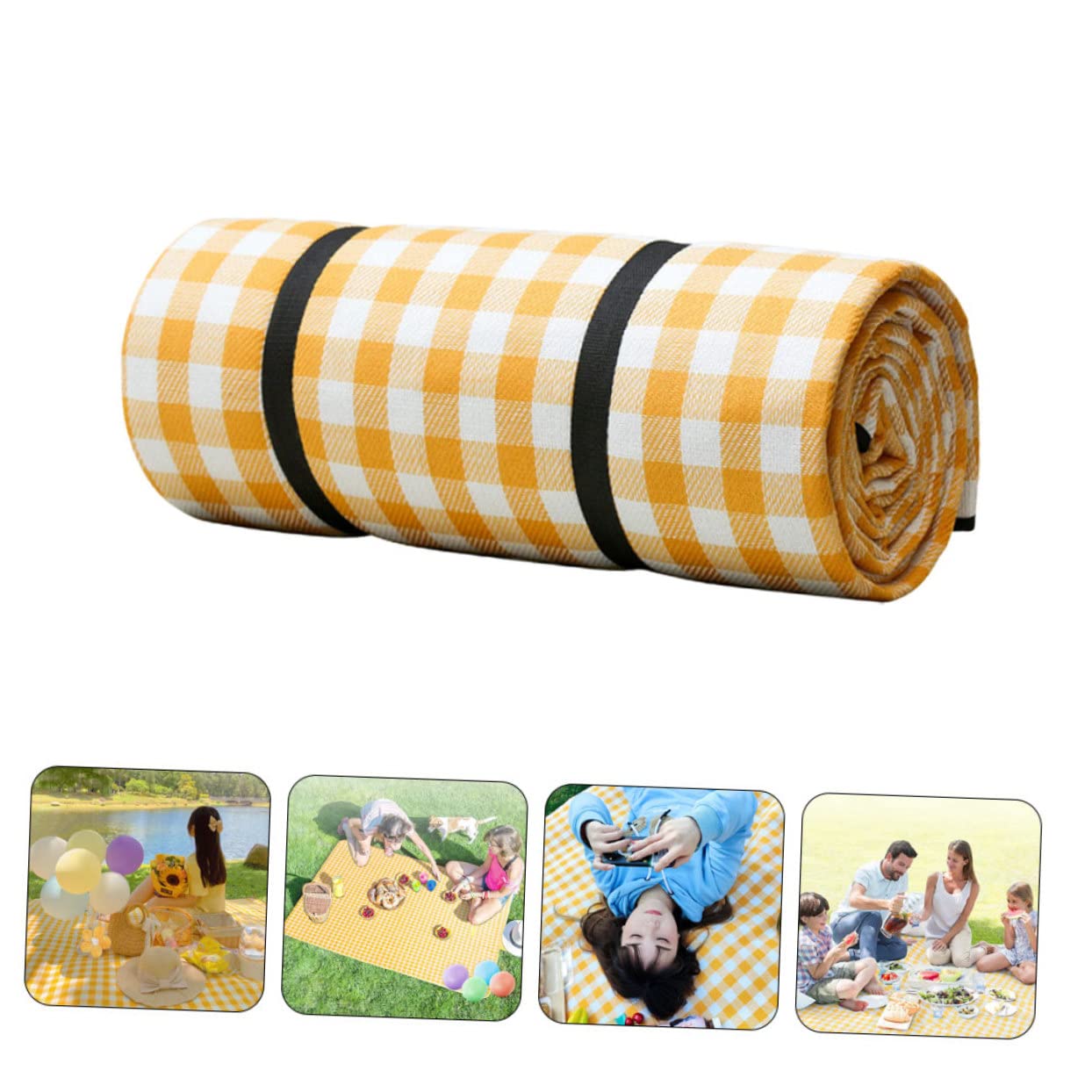 POPETPOP Tapis de Plage Léger et Épais en Fibre de Polyacrylique Imperméable Jaune pour Randonnée et Camping en Plein Air
