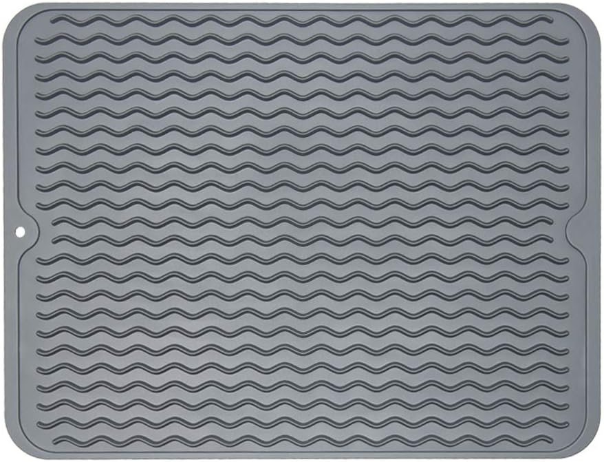 Eco-Friendly Gray Silicone Dish Drying Mat (12×16)