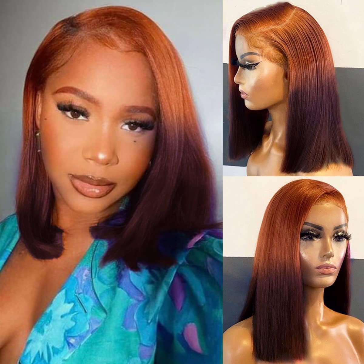 Amazon.com : Ginger Blonde Highlight Lace Front Wigs Human 