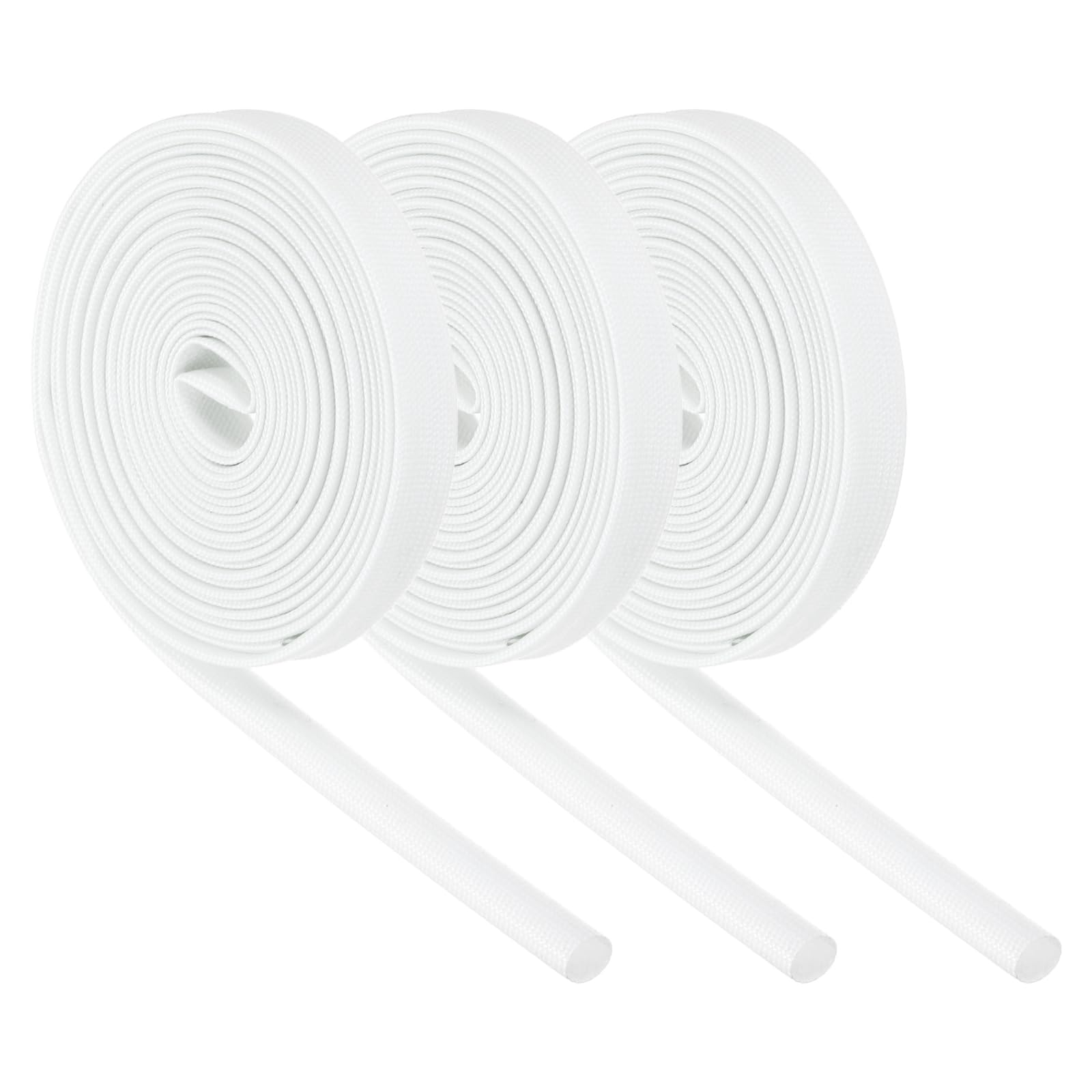 sourcing map 3Pcs Wire Insulation Braid Fire Sleeve,9.8Ft-6mm ID White, High Temp Silicone Coated Fiberglass Sleeving for Automotive Hose Lines Electrical Wiring