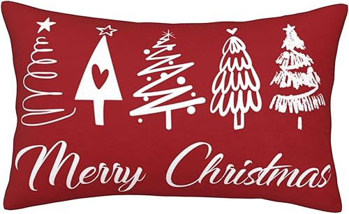 Miniatura 8 de JOOCAR Fundas de almohada de copos de nieve de búfalo a cuadros rojos y negros de 12 x 20 pulgadas, funda de almohada clásica retro de Navidad,