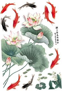 Hoement 1 Folha De Adesivo De Parede De Lótus Papel De Parede Infantil Decoração De Casa Plantas Decalque De Parede De Berçário Sala De Estar Adesivo De Parede Decorativo Decalque De