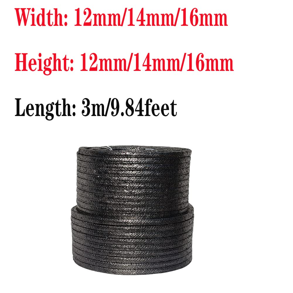 1 joint d'étanchéité tressé en graphite pur – 12-18 mm x 300 cm for vannes et pompes industrielles(18x18mm)