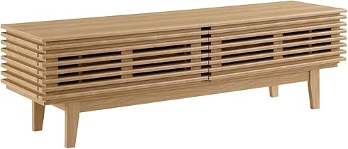 Miniatura 13 de Modway Render - Mueble moderno de mediados de siglo para mesa de bufé o TV de 63 pulgadas, en color roble Roble,Carbón vegetal,Nuez,Blanco de nuez