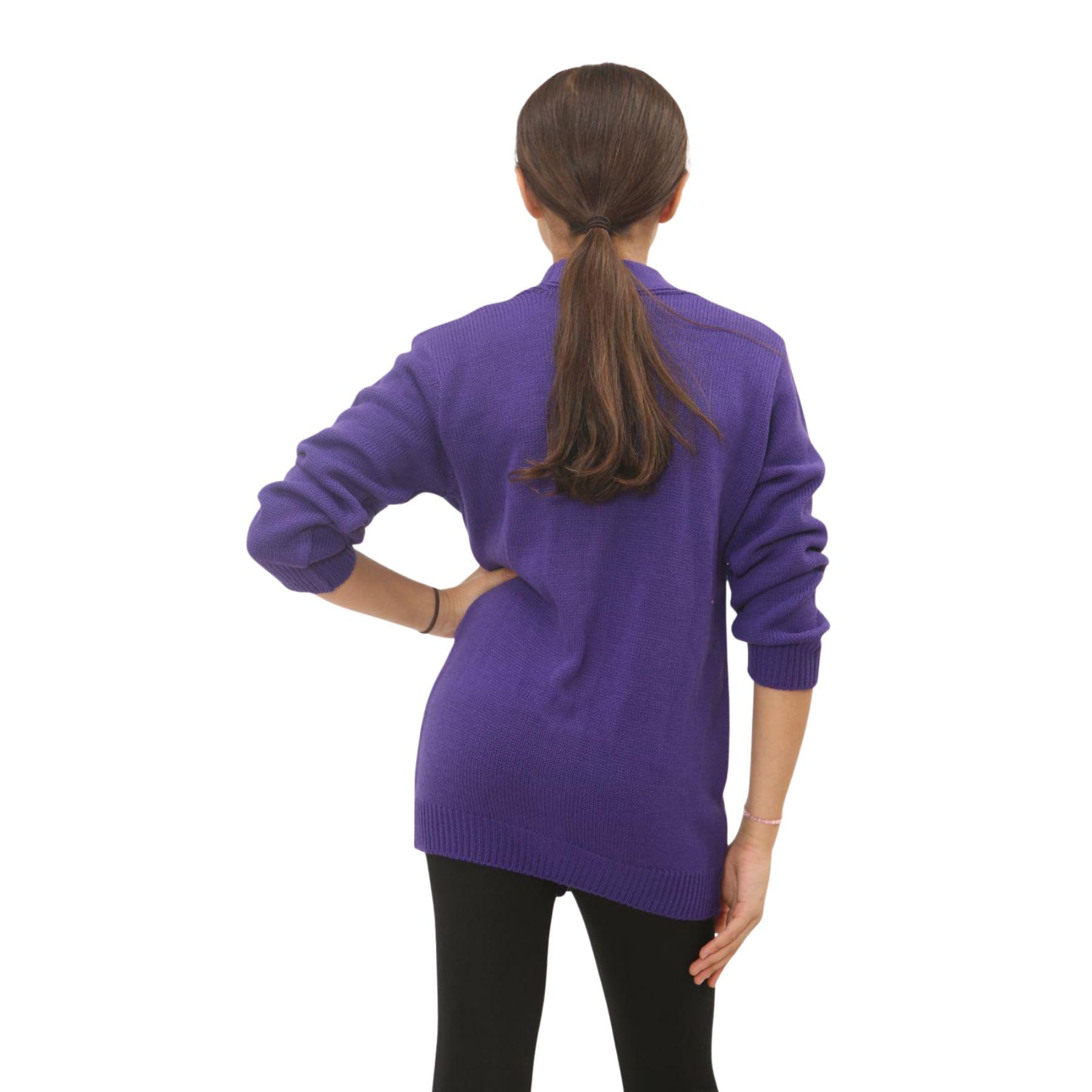 Cardigan a maniche lunghe con 4 bottoni, maglione per bambini con scollo a V in maglia fine, cardigan scolastico per ragazze e ragazzi con due tasche frontali, maglione leggero e casual