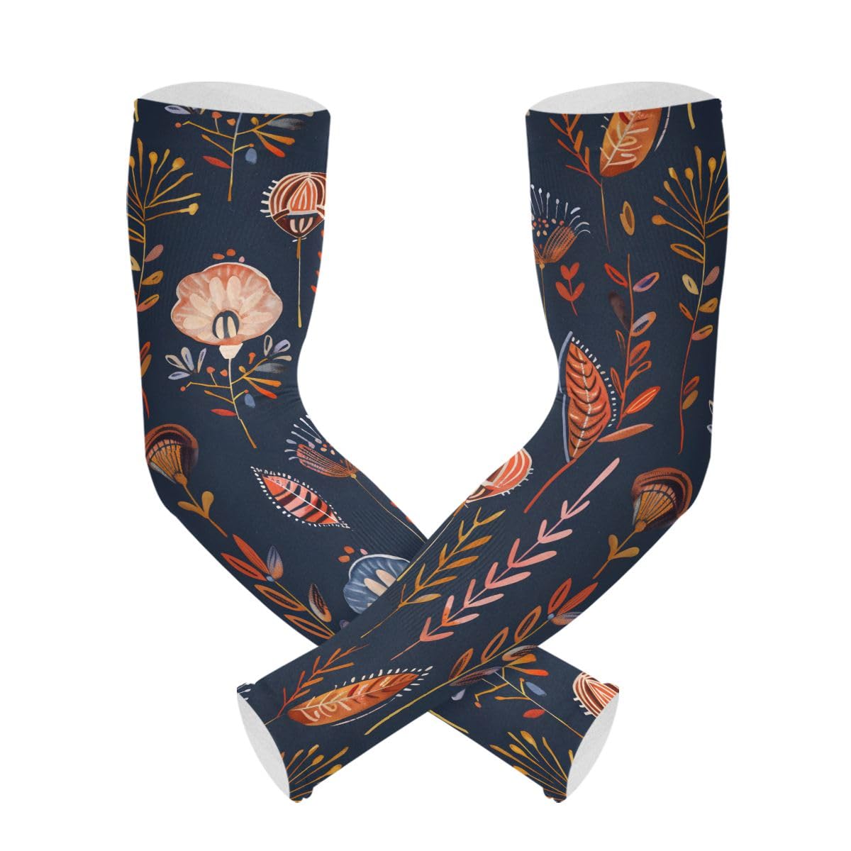 Cooling Arm Sleeves for Men Women UV Sun Protection Arm Covers Tribal Flower Compression Sleeves Sports Football Golf Cycling