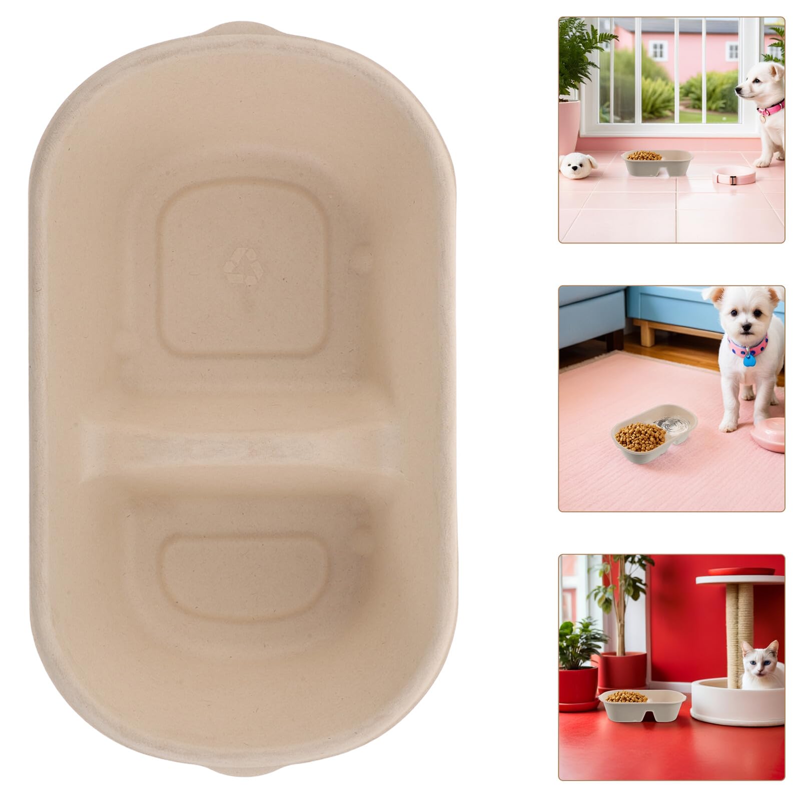 Milisten Lot de 50 Gamelles Jetables pour Chiens et Petits Animaux – Double Compartiment 1000 ML en Plastique Léger – Gamelle d'eau et Nourriture pour Cages Chenils et Voyages –