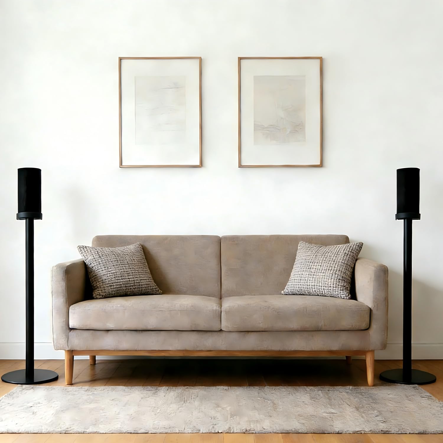 Speaker Floor Stand Compatible with Sony BRAVIA Theater System 6, 5.1ch Home Theater System (HT-S60 Aluminum Alloy, Hidden Power Cord, Easy Installation, Stand Only (Black Pair)