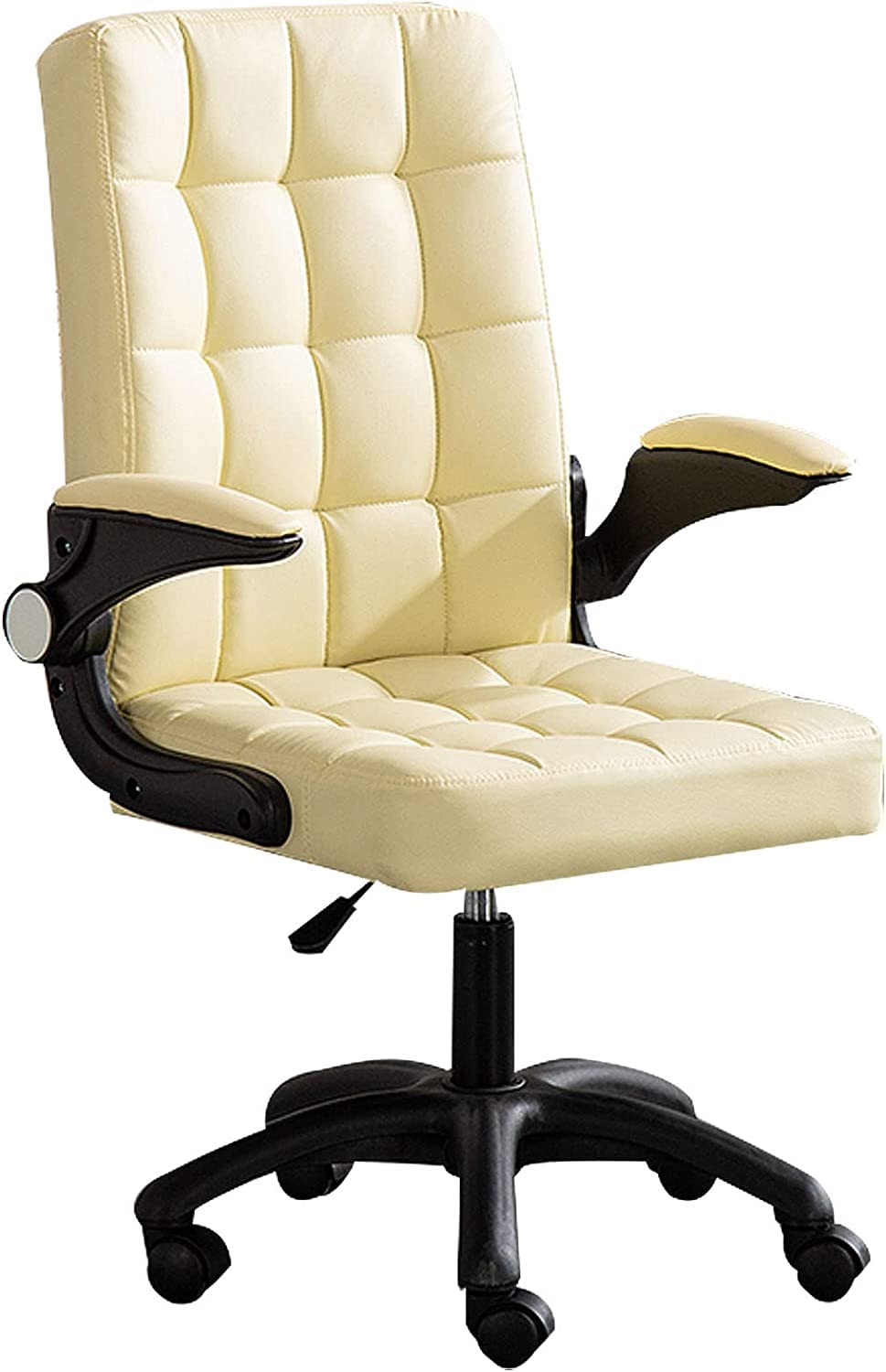 Ergonomic Executive Office Chair, High-Back PU Leather Swivel Desk Chair, Large Seat, Adjustable Height Computer Chair (White)