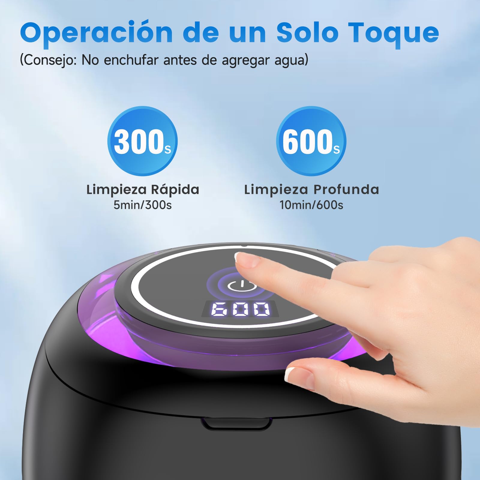 SEANCHEER Limpiador Ultrasonidos 48000Hz Ultrasonidos Limpieza | 24W | 180ML | Lampara UV | Ultrasonic Cleaner Portatil para | Dentaduras | Ferula Dental | Retainer | Aligner | Joyas | (Negro)