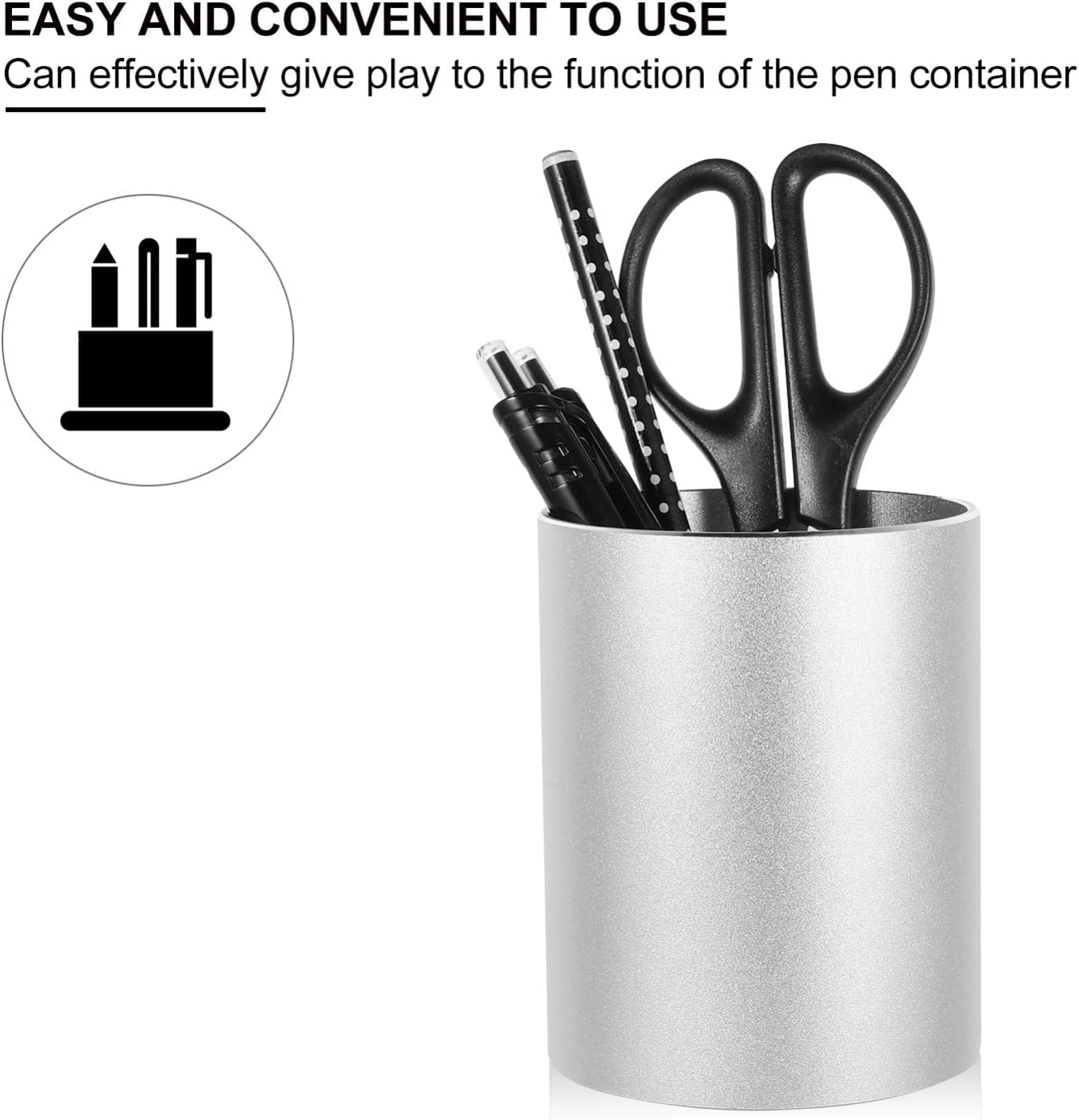 Porte-stylo Pot à crayons Fournitures de bureau Organisateur de stockage Conteneur de bureau Topper Bureau Topper Porte-stylo en alliage d'aluminium Porte-crayon rond Porte-gobelet Stylo Organisateur