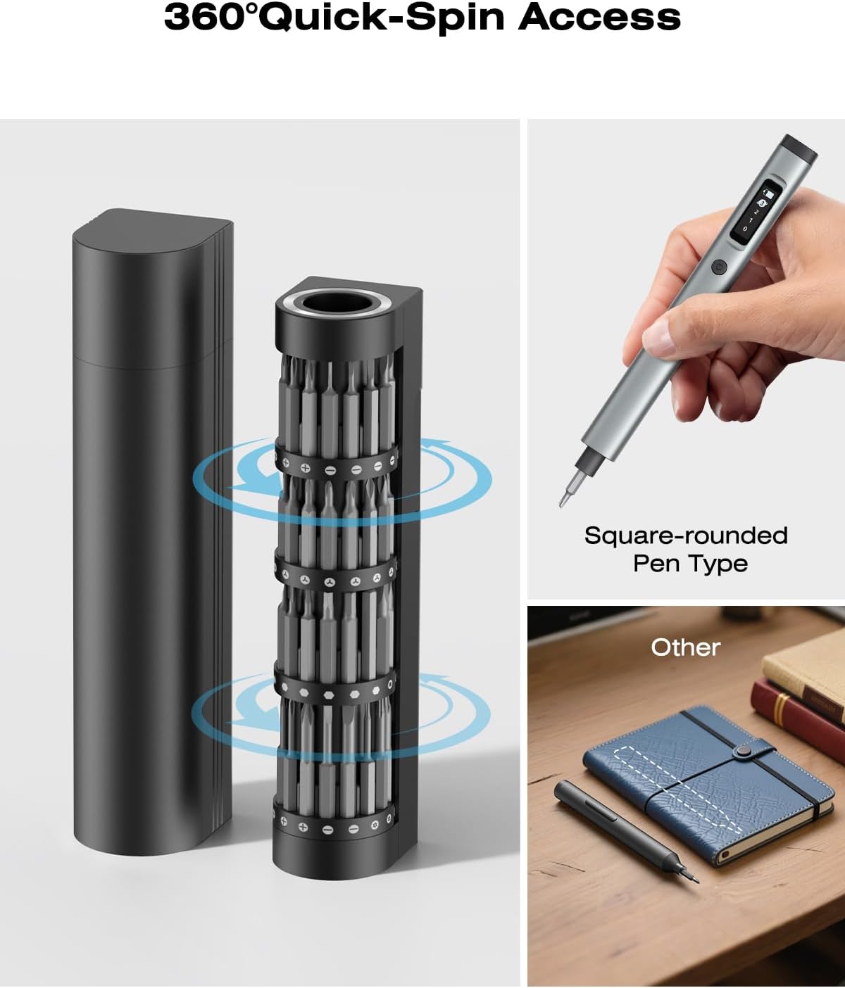 90-in-1 Mini Electric Screwdriver Set, Precision Cordless Power Screwdriver with 78 S2 Magnetic Bits, 3-Gear Torque (Up to 0.55N.m), 500mAh, LED Light, Repair Tool Kit for iPhone, Laptop
