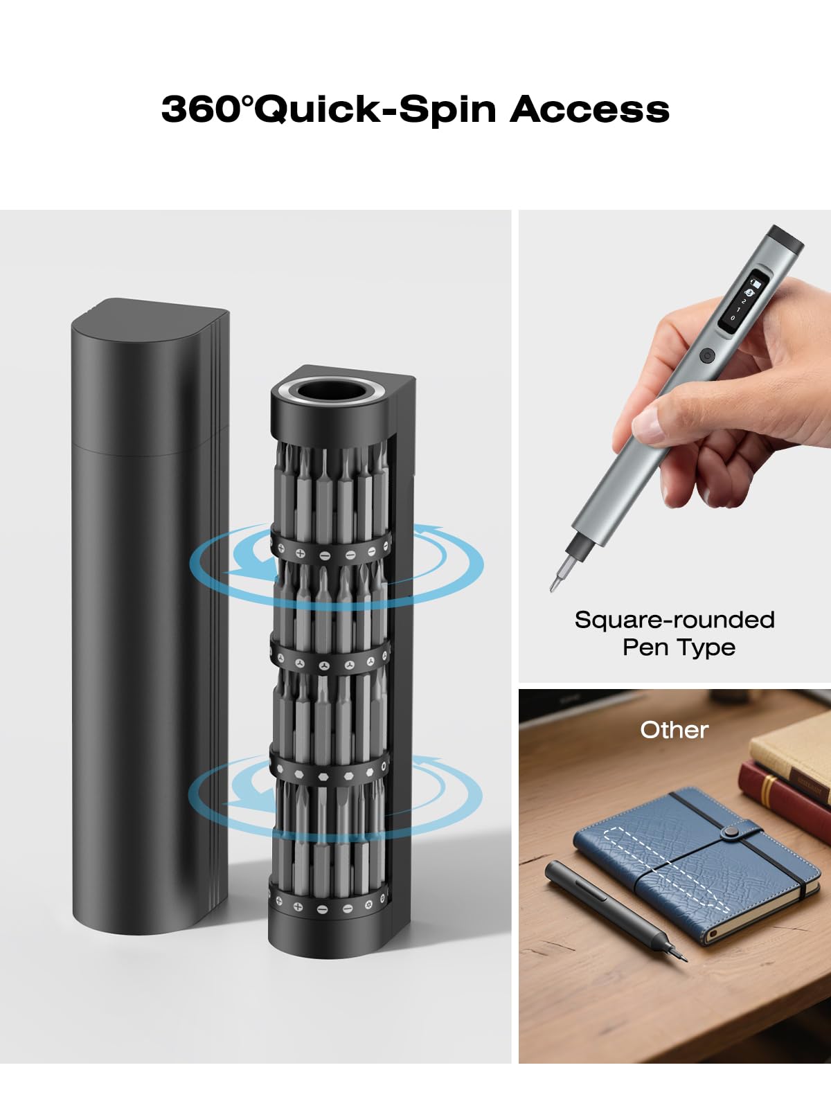 Juego de mini destornilladores eléctricos 90 en 1, destornillador eléctrico inalámbrico de precisión con 78 puntas magnéticas S2, par de 3 engranajes (hasta 0,55 N.m), 500 mAh, luz LED, kit de