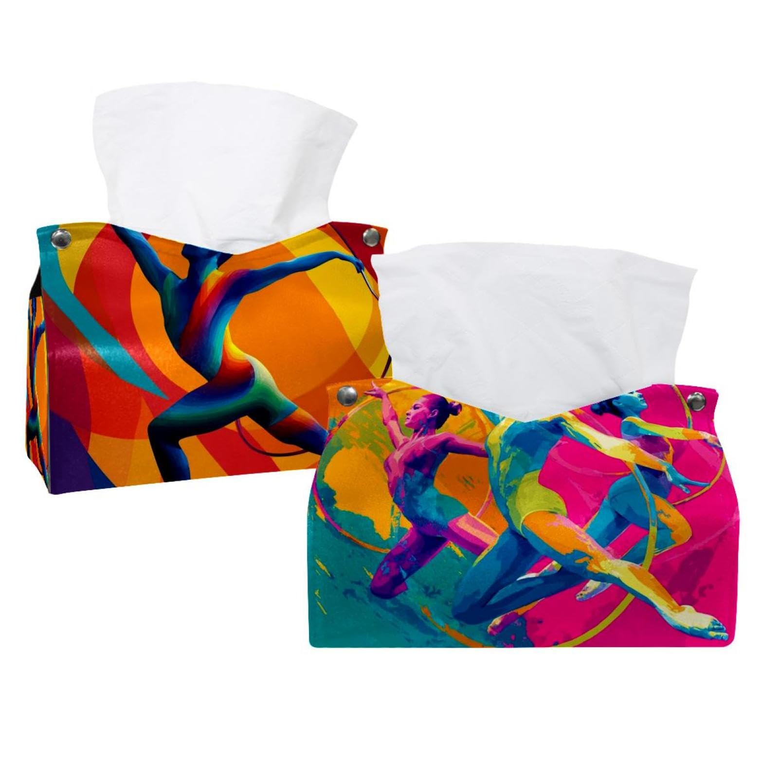 Boîte à mouchoirs en cuir haut de gamme au motif gymnastique rythmique